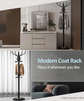 Heavy Duty Freestanding Coat Rack With 18 Sturdy Hooks And Marble Base For Entryways And Hallways Boss Level Stability shown