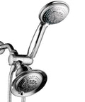 Two In One Shower System With LED Shower Head And Hands Free Option, chrome, detachable handheld, close-up view