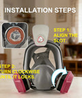 Full Face Respirator With Filters For Sanding, Painting, Spraying And Welding Reusable Gas Mask With installation steps.