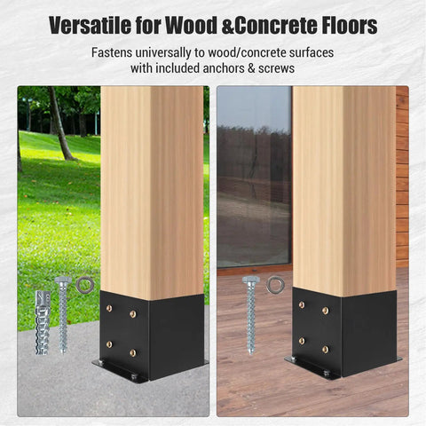 Heavy Duty 6x6 Post Base Anchors With Hardware Kit, Powder Coated Steel Raised Base Brackets For Fence Pergola Gazebo Mounts, 8 Pack With Inner Size 5.8 By 5.8 Inches For Timber Posts As Deck Support Plates