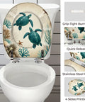 Teal Resin Toilet Seat for Bathroom with turtle design, 14-15 inches wide, quick release and stainless steel hinges.