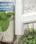 Downspout Y Connector 2x3 Left High Gloss White Aluminum No Fuss Easy Clamp On For Double Downspouts Leak Free Rain Drain