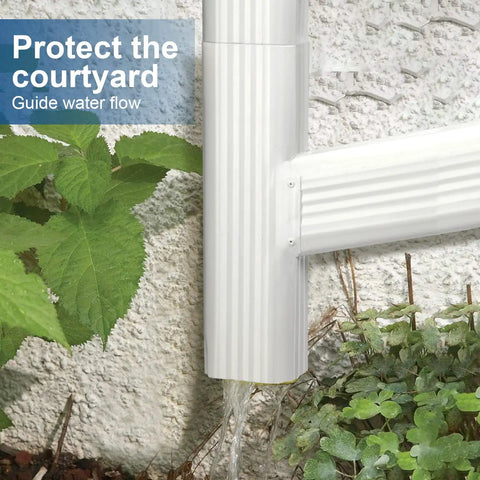 Downspout Y Connector 2x3 Left High Gloss White Aluminum No Fuss Easy Clamp On For Double Downspouts Leak Free Rain Drain