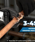 Top Shelf Heavy Duty Electric Hydraulic Pro Press Copper Crimper in action, crimping copper pipe with precision fit jaws.