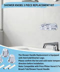 3 Handle Tub And Shower Trim Kit For Price Pfister Verve Faucets Upgrade Your Bath With Stems 12H-2H 12H-2C 12H-18D Plus Knob Handle