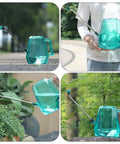 Long Nozzle Stainless Steel Watering Can For Indoor Gardening Portable Plant Water Container With Clear Tank Sky Blue Easy Fill Gentle Shower Head For Delicate Flowers And Lawn Care, clear tank