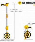 Size information image showing WGFOIP Digital Display Measuring Wheel 93cm Extension, fully extended height of 93cm.