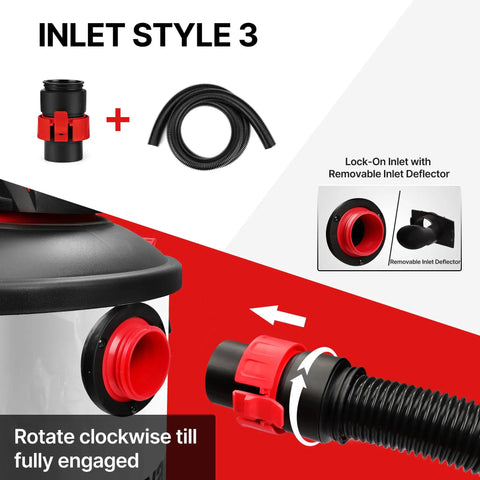 Eight Foot Universal Vacuum Hose For Wet Dry Vacuums With Two And A Half Inch Inlet Compatible With Rigid Dewalt Husky Craftsman