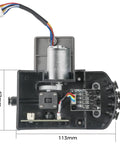 Interior view of Five Way CFS Bottom Bracket Kit With Brushless Motor 0.35A 24V for filament system, showing wiring and dimensions.