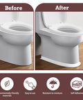 Before and after images of toilet sealed with Waterproof Caulk Tape Self Adhesive 2 Rolls White for edge sealing.