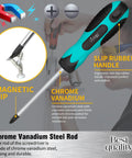 Magnetic Screwdriver Set 5 Piece Slotted And Phillips With Ergonomic Non Slip Handles Permanent Magnetic Tips Rust Resistant Heavy Duty Toolkit Built To Last In Viridian Green showing key features