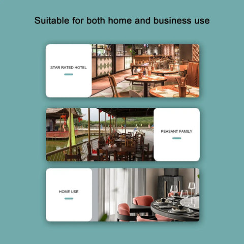 Scenes of hotel, outdoor dining, and home settings using Tempered Glass Lazy Susan Turntable Round Clear Dining Tray for banquets.