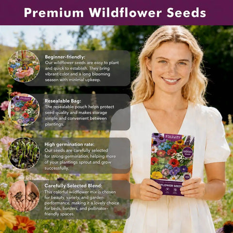 Massive Wildflower Seed Bulk Pack With 10,000 Seeds, 21 Varieties Perennial And Annual Heirloom Mix For Outdoor Or Indoor Gardens, Attracts Butterflies And Hummingbirds, Rainbow Bloom In Every Bed, High Germination Rate, Easy Planting
