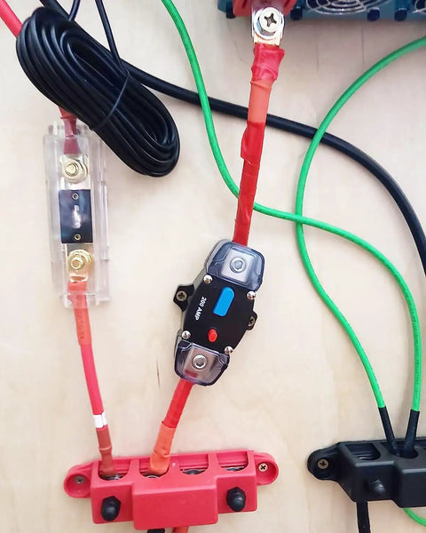 Badass 150 Amp Circuit Breaker With Manual Reset Waterproof Inline Fuse Protector For Marine Trolling Motors Boat And Atv Rigs Rig Ready Surface Mount 12V To 48V Dc No Sweat Engine Protection, installed with wiring details.