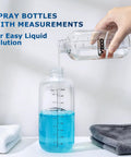 Person pouring liquid into spray bottle from 4 Pack 17oz Spray Bottles With 360 Degree Gravity Ball Straw For Upside Down Spraying, Graduated Measurements For Easy Dilution, Leak Resistant Bottles For Cleaning, Plants, Hair And Pet Care, Plus Foldable Funnel