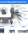 6-level adjustable backrest on Go To Adjustable Folding Camping Cot With Mattress For Indoor And Outdoor Use 70 Inch Long Portable Guest Bed