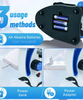 Kids Microscope Kit With 40X To 2000X Magnification showing AA battery compartment and power options with adapter and bank.