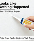 Applying drywall repair kit with fast dry spackling paste on interior wall for quick hole and crack fix, sands smooth for painting.