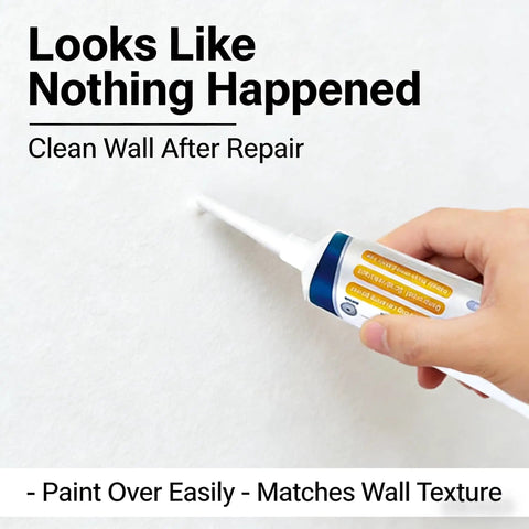 Applying drywall repair kit with fast dry spackling paste on interior wall for quick hole and crack fix, sands smooth for painting.