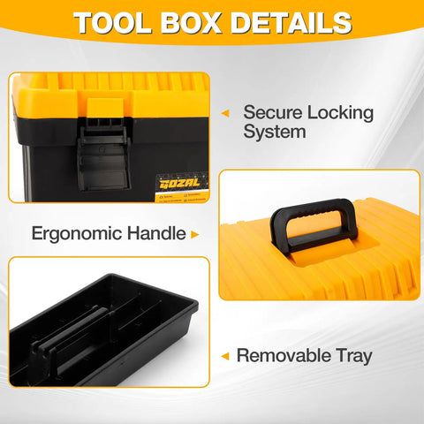 Stackable Tool Box Set Built Tough Plastic Organizer Boxes With Removable Trays For Screws, Parts And Tools, space saving design