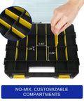 Double-sided organizer box with customizable compartments for 1575 Piece Stainless Steel Nuts and Bolts Kit