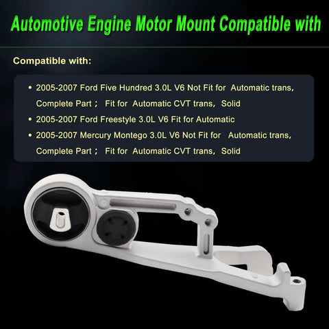 No Hassle Heavy Upper Motor Mount With Solid Torque Strut Assembly For 05 To 07 Ford Freestyle Five Hundred And Mercury Montego Automatic CVTs.