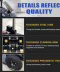 Close-up of the Super Heavy Duty Electric Stair Climbing Hand Truck Dolly showcasing thickened steel tube and pneumatic tires.