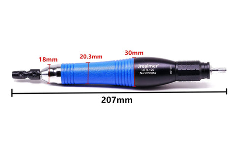 Heavy Duty Pneumatic Lapping Grinder Featuring 1.0mm Fast Reciprocating Stroke Micro Air Pencil Die Kit, 207mm tool length.