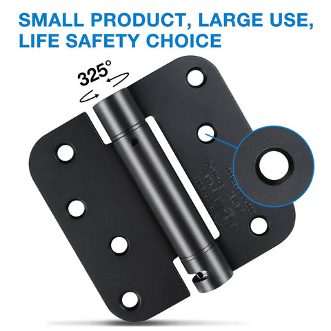 Matte Black Mortise Steel Spring Hinges Set For Self Closing Doors Soft Close 4 Pack 8 Holes One And Three Quarter Inch Thick