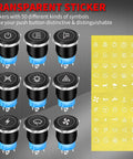 Image of 8-pack 19mm 12V Latching Push Button Switch with Blue LED, symbols for customization