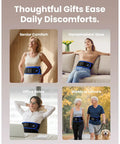 Cordless Heating Pad Belt Massager For Lower Back Relief On The Go With Near Infrared Heat And Red Light Therapy shown in various lifestyle settings.