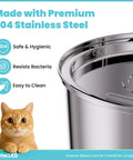 Close-up of Stainless Steel Cat Water Fountain With 108 Oz Capacity For Cats And Small Dogs, glossy surface, cat illustration