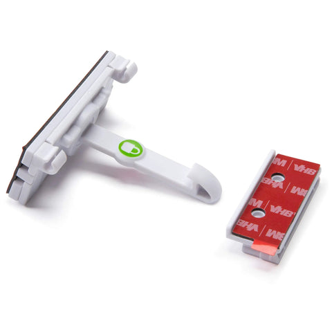 Adhesive Cabinet Latch Set For Child Safety, Peel And Stick Quick Install set showing latch and adhesive pad component
