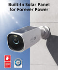 4K Outdoor Wireless Security Camera Kit With Solar Panel, AI Face Recognition, attached to wall featuring solar panel