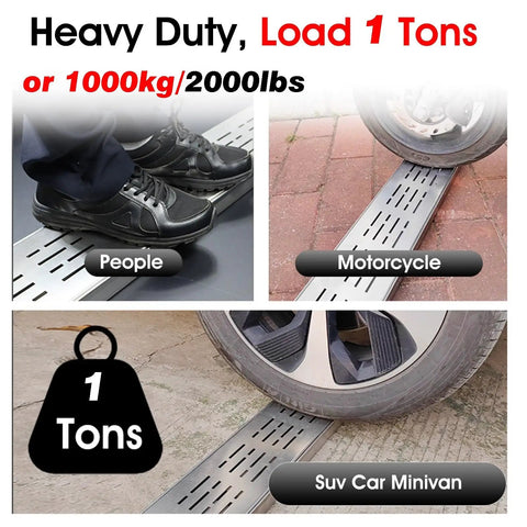 Heavy Duty Trench Drainage System Kit With Stainless Steel Grate For Outdoor Pathways Lawn And Courtyard in use with SUV