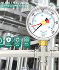 Liquid Filled Pressure Gauge 0-300 PSI, 2.5 Inch Dial, Stainless Steel, Reset Pointer, One Quarter Inch NPT Lower Mount