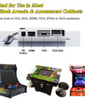Image showing HDMI, VGA, CGA/EGA ports on a 26 Inch Arcade Replacement Monitor With Mounting Bracket For 4:3 LCD Display. Arcade cabinets displayed.