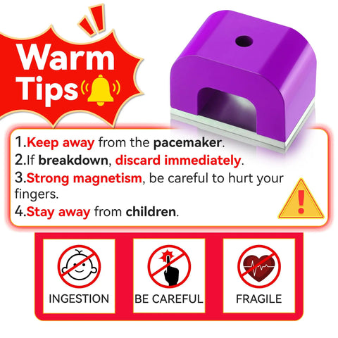 Safety tips with a purple Alnico U Shaped Horseshoe Magnet With 22 Lb Pull Purple Utility Magnet For Lifting Holding Sorting And Clamping Applications A Heavy Duty Reusable Magnet 1 Piece shown