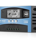 30A MPPT Solar Charge Controller For 12V And 24V Systems With LCD Display Auto Battery Charger Dual USB Ports Timer On Off Plug And Play On The Go Power Manager For Efficient Charging