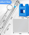 Micro Precision Screwdriver Set For Eyewear Watches And Jewelry With 13 Replacement Bits showing product dimensions and demagnetizer