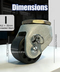 Rock Solid 2 Inch Heavy Duty Leveling Casters Set Of 4 With 4000 Lb Capacity Reinforced Steel Stem Wheels showing 50mm wheel and M12 stem dimensions.