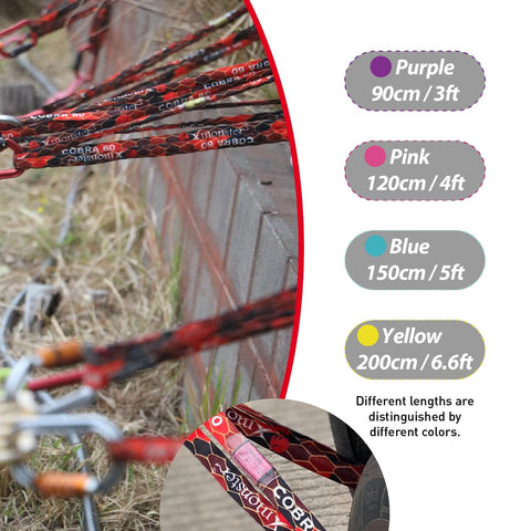 Cobra 60kN Round Sling And Safety Lanyard With Wear Resistant Cover 4ft, color-coded for lengths from 3ft to 6.6ft