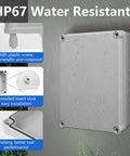IP67 Waterproof Junction Box Outdoor Enclosure Made From Durable ABS Plastic Beefy Heavy Duty Dustproof And Weather Resistant Project Box For Electrical Installations Gray Finish 15 By 11 By 7 Inch Exterior With Big Inner Space