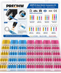 Hella Durable Heat Shrink Wire Connectors Kit 480 Piece Waterproof Crimp Splice Assortment, organized connector terminals, color coded.