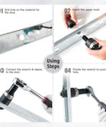Step-by-step usage of Ratchet Knockout Hole Punch Driver Kit Workhorse One Half To Two Inch Slug Buster KO Tool Set for panels.