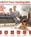Family enjoying warmth from Thirty Square Feet Self Adhesive Electric Radiant Floor Heating Mat under ceramic tile floor.