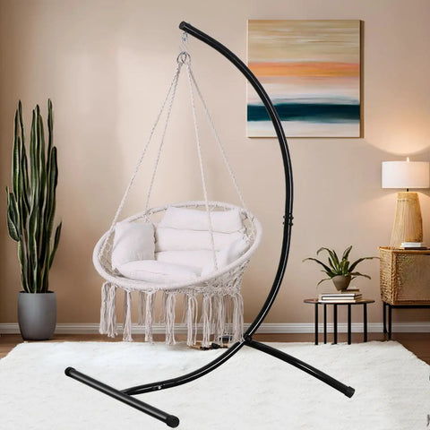 Heavy Duty Hammock Chair Stand for Indoor Outdoor Use, Built Like A Tank 2 Inch Powder Coated Steel C Stand Supports Up To 350 Lbs