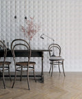 Tirana EnduraWall 3D Decorative Wall Panels Kit Square 11 7 8 Inch 50 Pack 48.96 Sq Ft Coverage Dope Faux Texture For Modern Accent Walls Easy DIY Install in a dining room setting