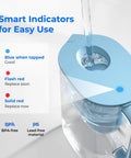 Close-up of Ten Cup Water Filter Pitcher Bundled With Three NSF Certified Cartridges showing smart indicators for filter usage.
