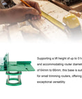 Built Thick As A Brick Router Lift With Bulletproof Table Insert For Smooth Tweaks And Repeatable Setups On Your Woodworking Bench Making Serious Craft Projects Dead Simple Daily, green router lift base with 51mm height for small trimming routers.